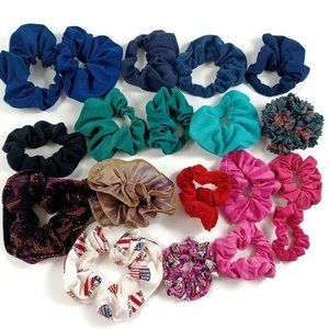 Vintage Hair Scrunchies -Ponytail Holders -Multi-Colored -19 Pc Set *MINOR WEAR